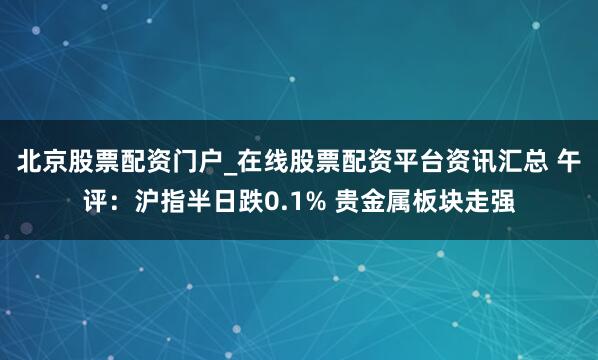 北京股票配资门户_在线股票配资平台资讯汇总 午评：沪指半日跌0.1% 贵金属板块走强