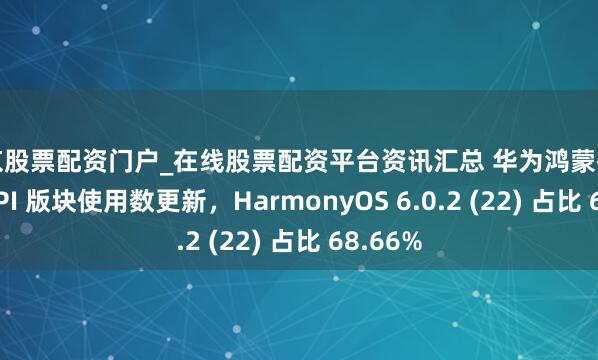 北京股票配资门户_在线股票配资平台资讯汇总 华为鸿蒙存量树立 API 版块使用数更新，HarmonyOS 6.0.2 (22) 占比 68.66%
